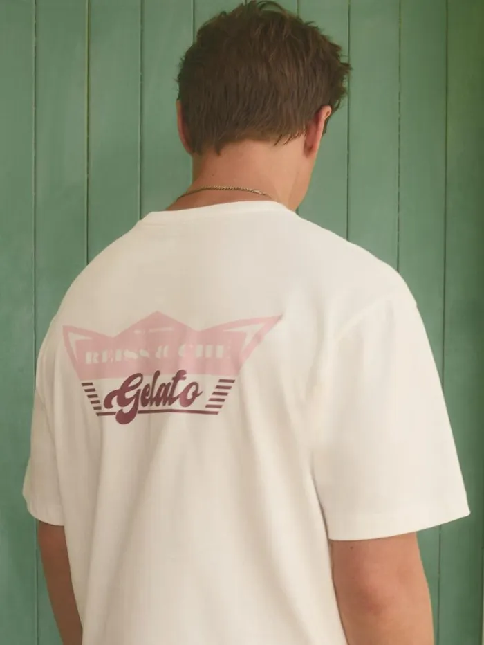 REISS TShirts Men Reiss Ch Oversized Cotton Gelato Print TShirt Whitepink