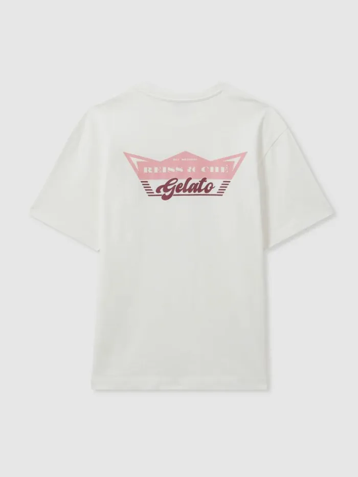 REISS TShirts Men Reiss Ch Oversized Cotton Gelato Print TShirt Whitepink