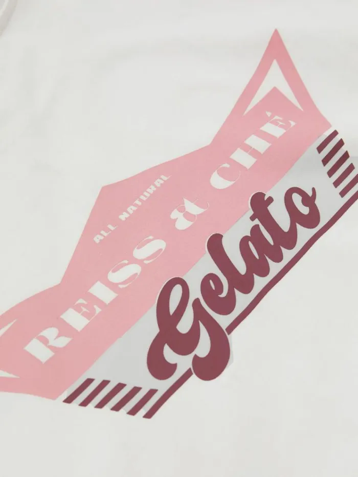 REISS TShirts Men Reiss Ch Oversized Cotton Gelato Print TShirt Whitepink