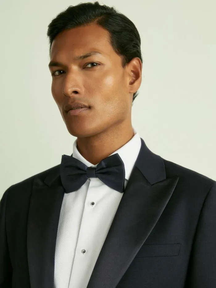 REISS Ties and Pocket Squares Men Grosgrain Silk Bow Tie Dark Navy