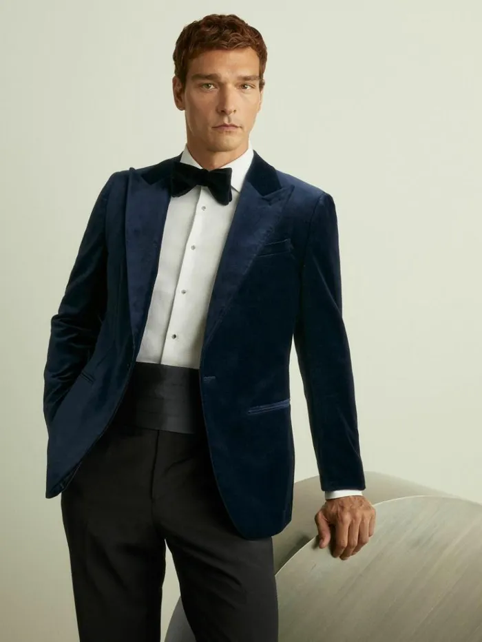 REISS Ties and Pocket Squares Men Silk Cummerbund Navy