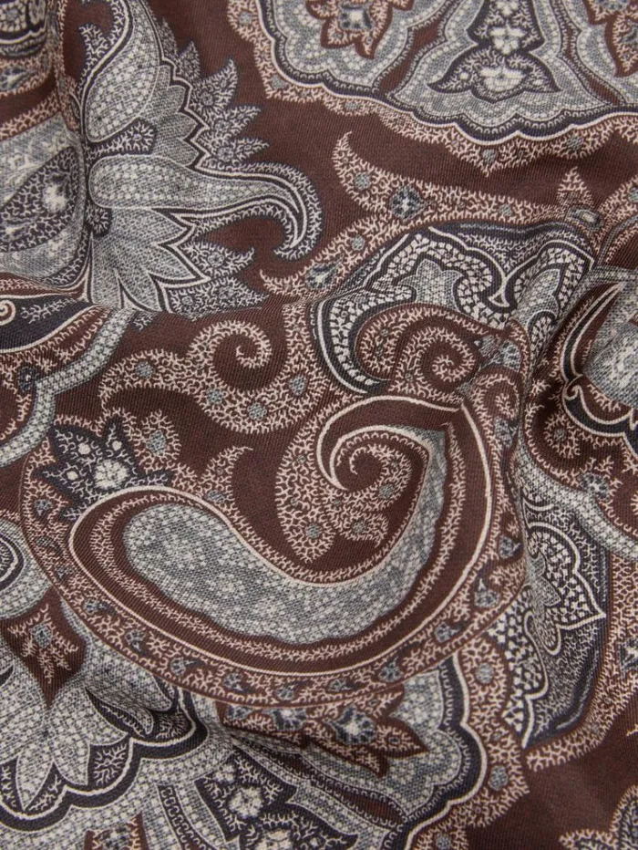 REISS Ties and Pocket Squares Men Silk Hybrid Print Pocket Square Chocolate