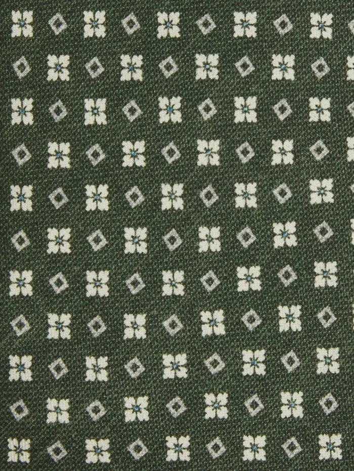 REISS Ties and Pocket Squares Men Silk Medallion Print Tie Olive
