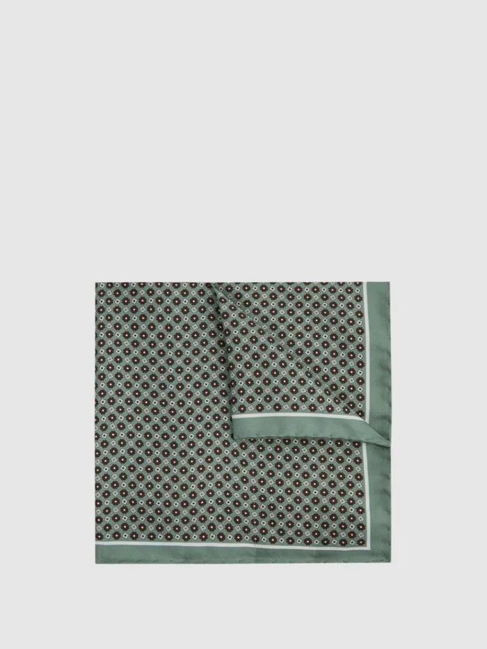 REISS Ties and Pocket Squares Men Silk Pocket Square Light Green
