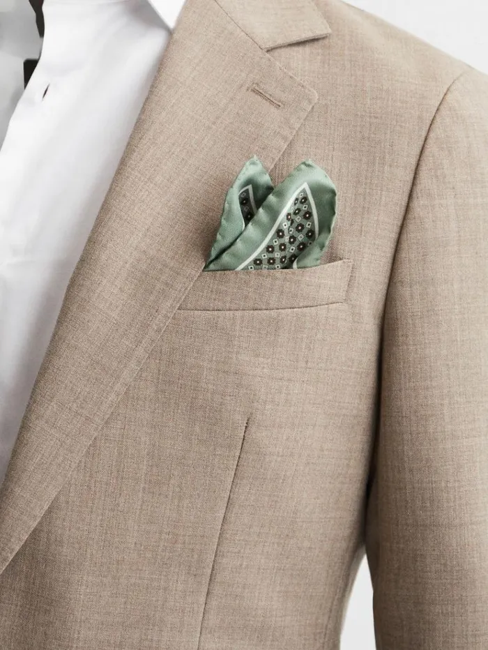 REISS Ties and Pocket Squares Men Silk Pocket Square Light Green