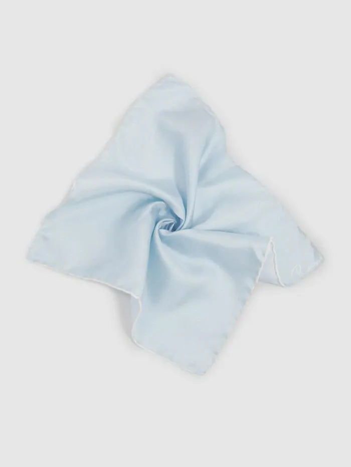 REISS Ties and Pocket Squares Men Silk Polka Dot Pocket Square Light Blue