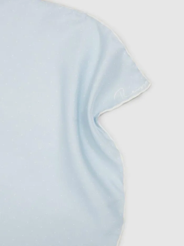 REISS Ties and Pocket Squares Men Silk Polka Dot Pocket Square Light Blue