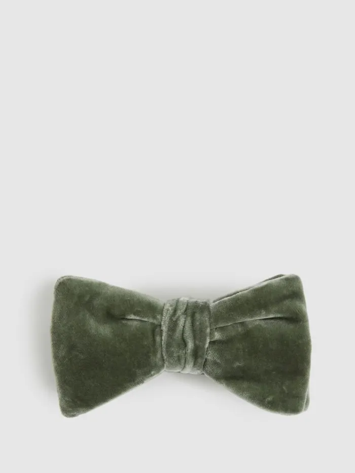 REISS Ties and Pocket Squares Men Velvet Bow Tie Sage Green