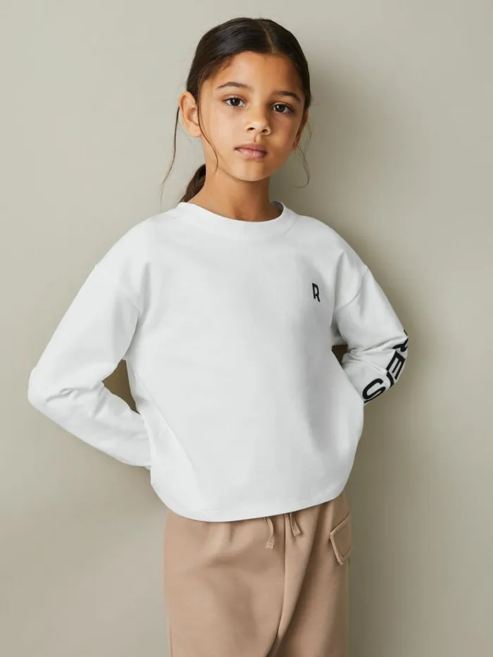 REISS Tops and TShirts Children Logo Crew Neck Sweat Top White