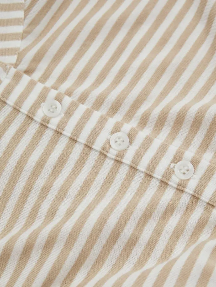 REISS Tops and TShirts Children Striped Grandad Collar LongSleeve Top Oatmeal