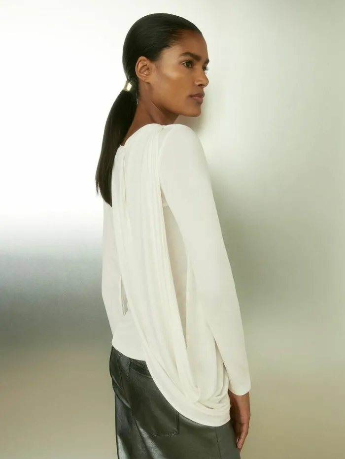 REISS Tops Women DrapedJersey Top Ivory