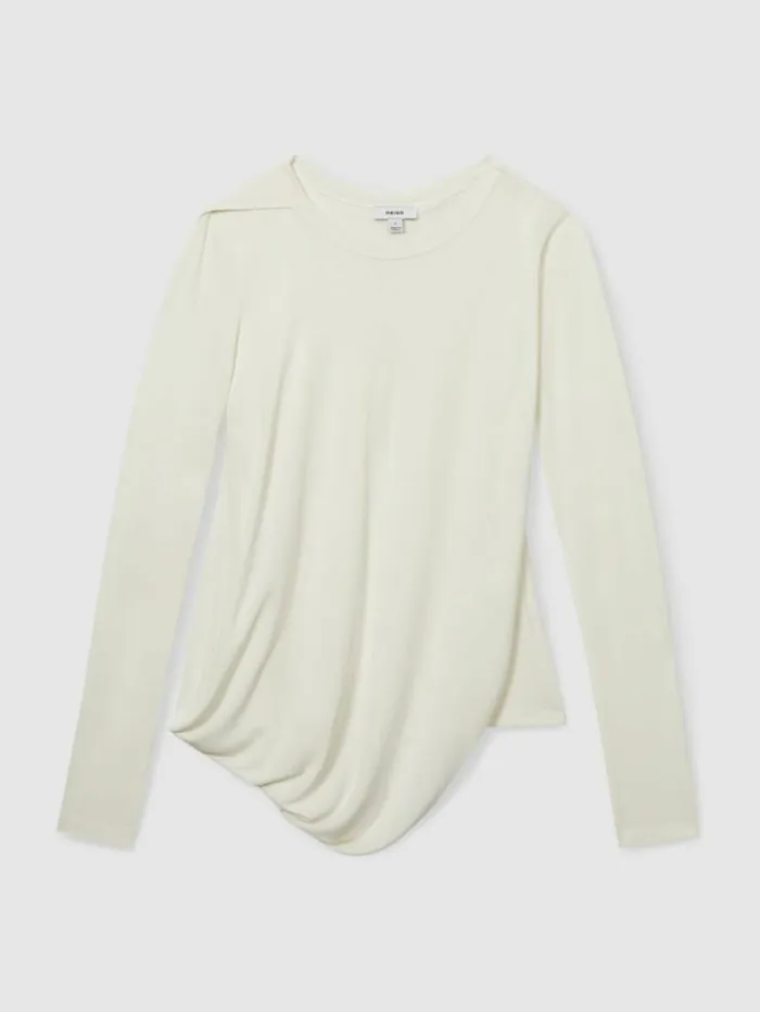 REISS Tops Women DrapedJersey Top Ivory