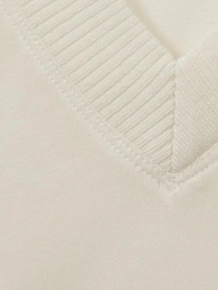 REISS Tops Women Lyocell Wool Marled VNeck Top Cream