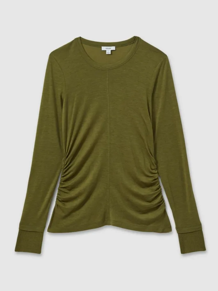 REISS Tops Women Marled Asymmetric Ruched Top Green