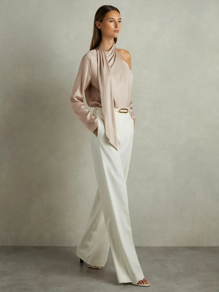 REISS Tops Women OffTheShoulder Drape Top Blush