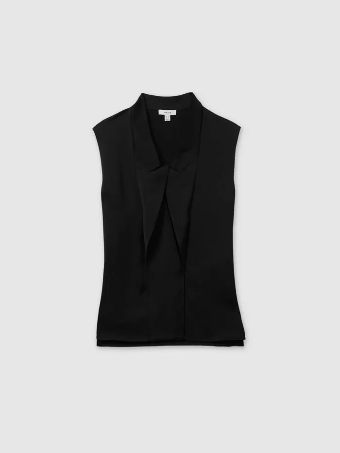 REISS Tops Women Relaxed Tux Top Black