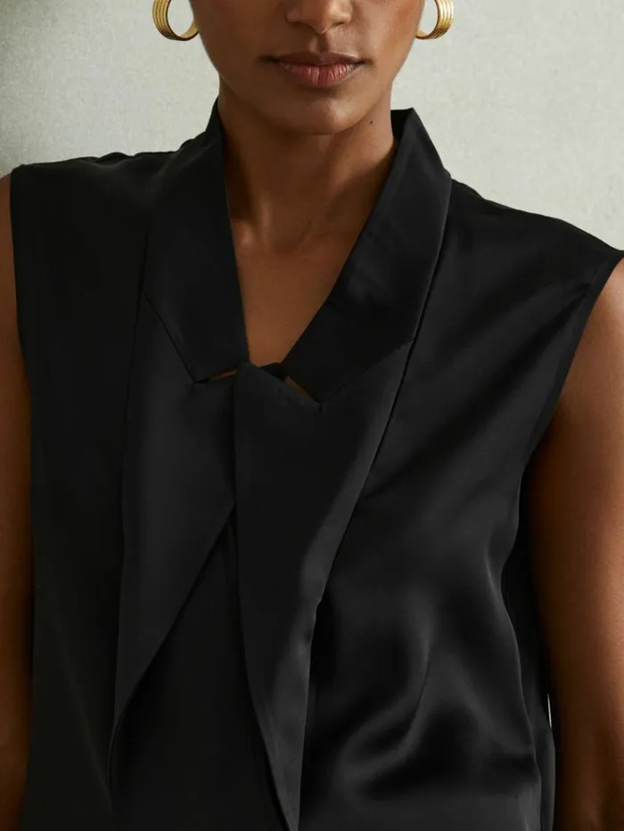 REISS Tops Women Relaxed Tux Top Black