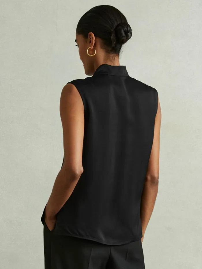 REISS Tops Women Relaxed Tux Top Black
