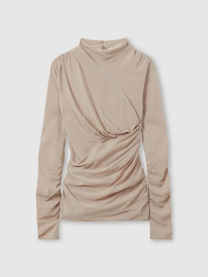 REISS Tops Women Ruched Long Sleeve Top Blush