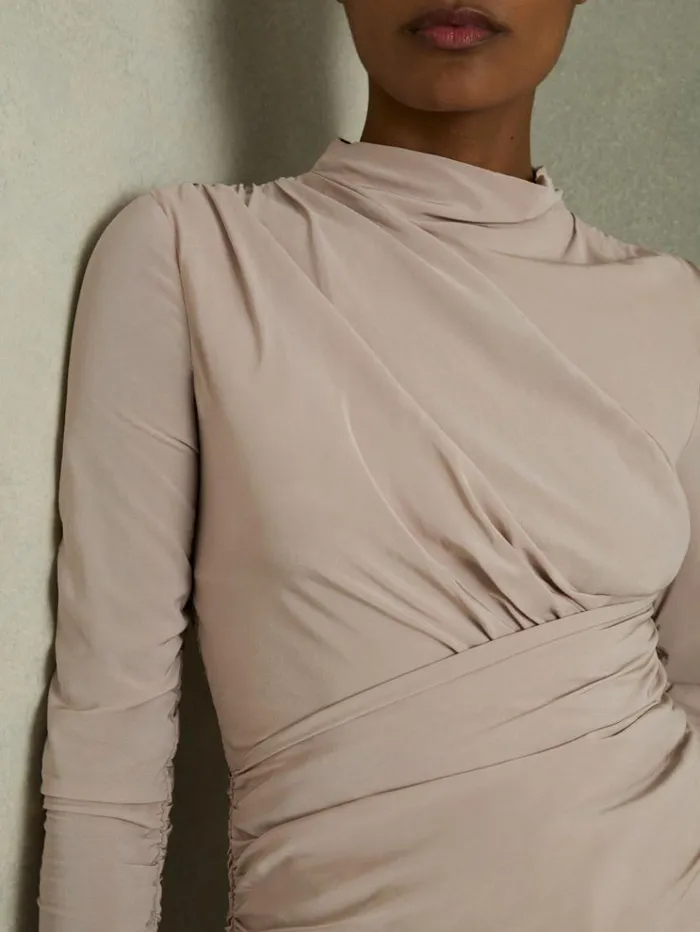 REISS Tops Women Ruched Long Sleeve Top Blush