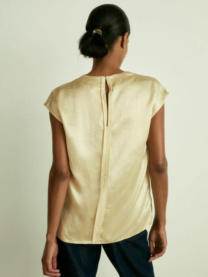 REISS Tops Women Satin Cowl Neck Top Cream