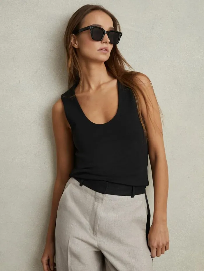 REISS Tops Women Scoop Neck Vest Black