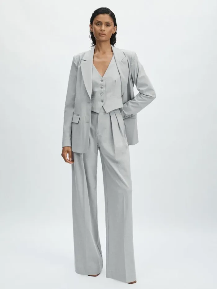 REISS Tops Women Sharkskin Suit Waistcoat Heather Grey
