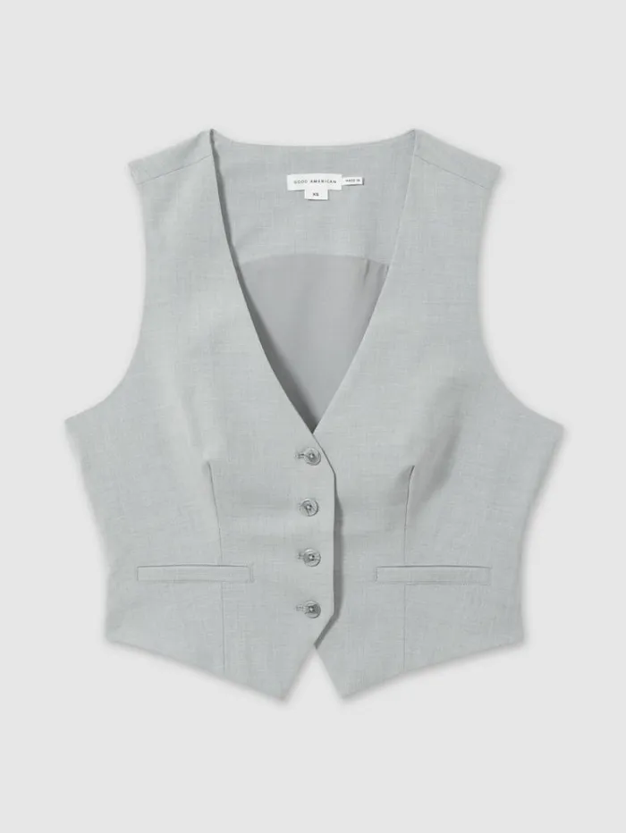 REISS Tops Women Sharkskin Suit Waistcoat Heather Grey