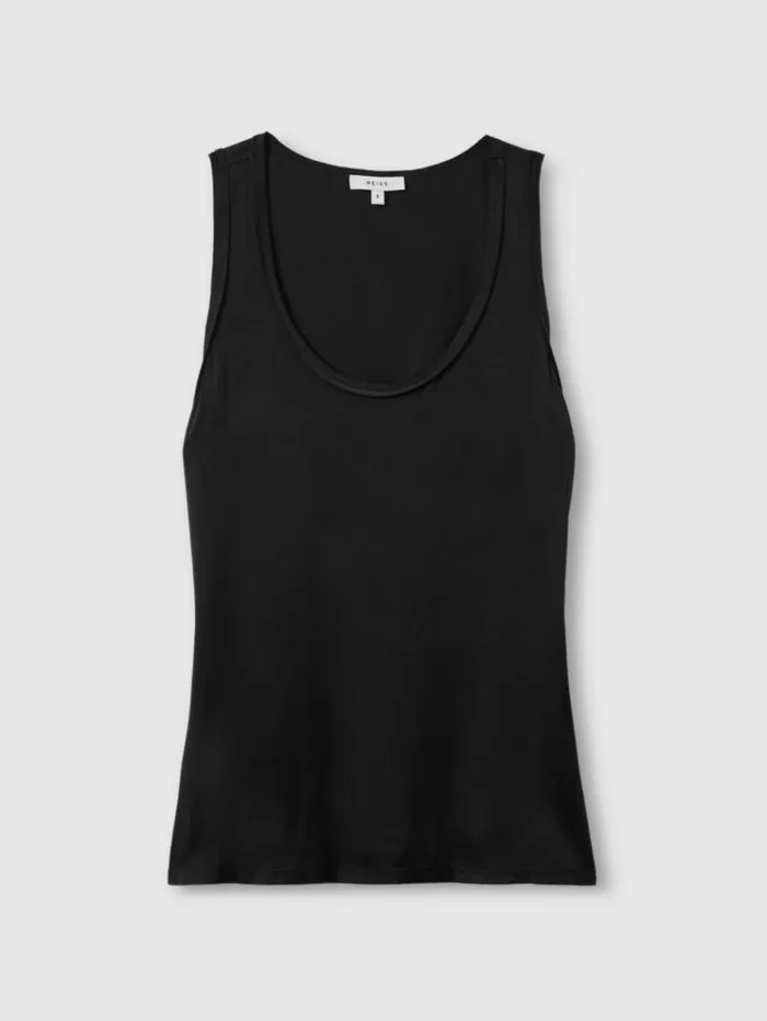 REISS Tops Women Silk Front Vest Black