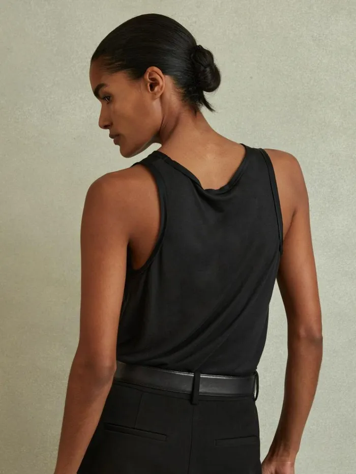 REISS Tops Women Silk Front Vest Black