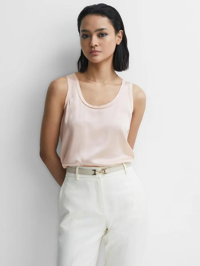 REISS Tops Women Silk Front Vest Nude