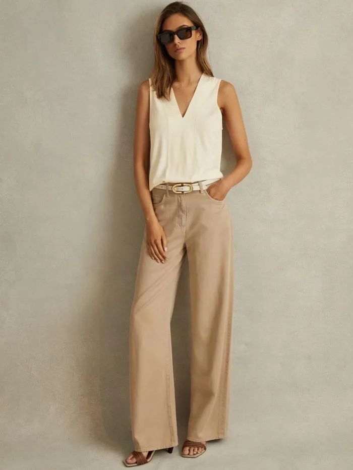 REISS Tops Women VNeck Shell Top Ivory