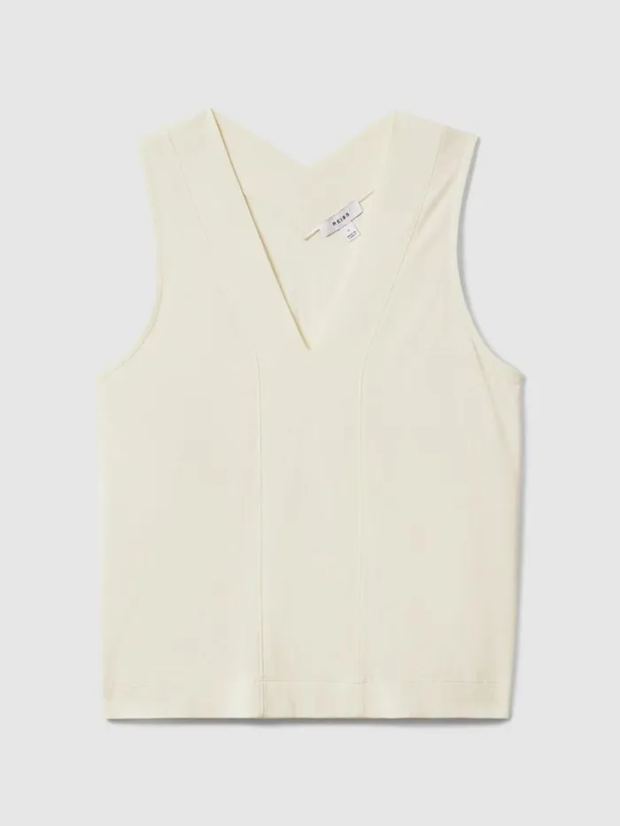 REISS Tops Women VNeck Shell Top Ivory