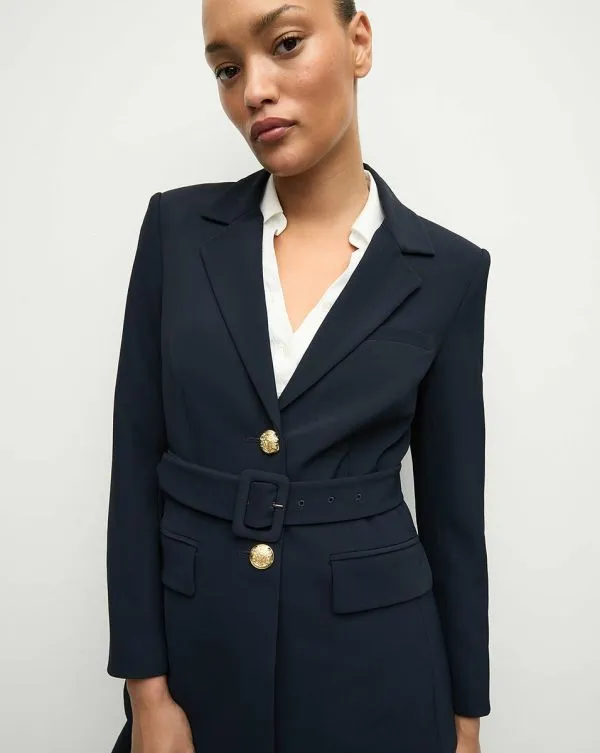 Ryanne Belted Dickey Jacket Navy Women Veronica Beard Jackets and Outerwear