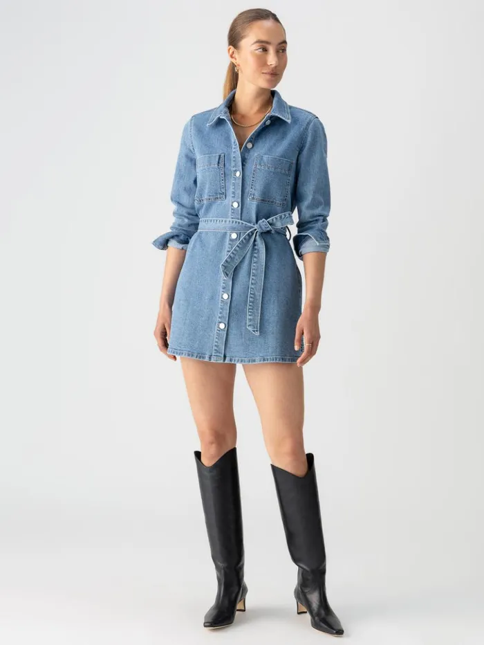 Sanctuary Clothing Denim Women Denim Utility Shirt Dress Solar Flare