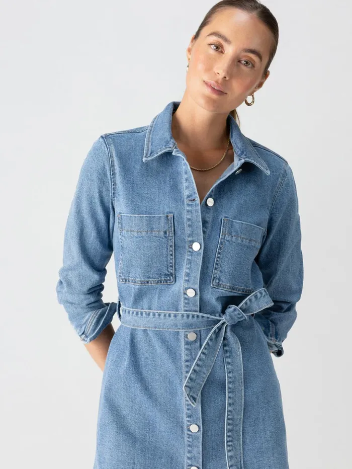 Sanctuary Clothing Denim Women Denim Utility Shirt Dress Solar Flare
