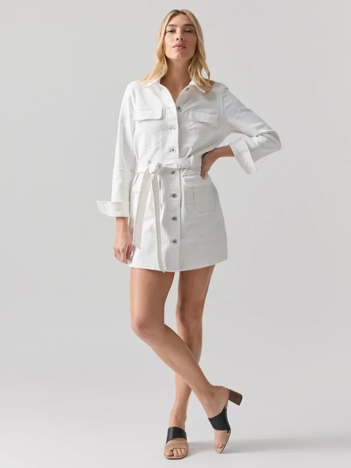 Sanctuary Clothing Denim Women Tie Waist Denim Dress Chalk