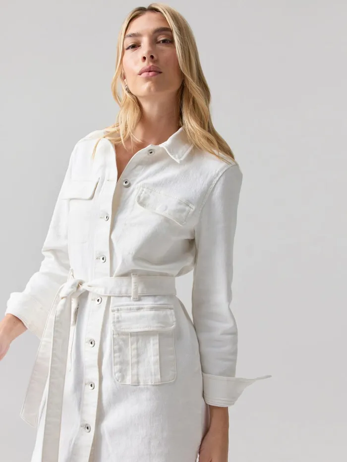 Sanctuary Clothing Denim Women Tie Waist Denim Dress Chalk Sanctuary Clothing Denim Women Tie Waist Denim Dress Chalk