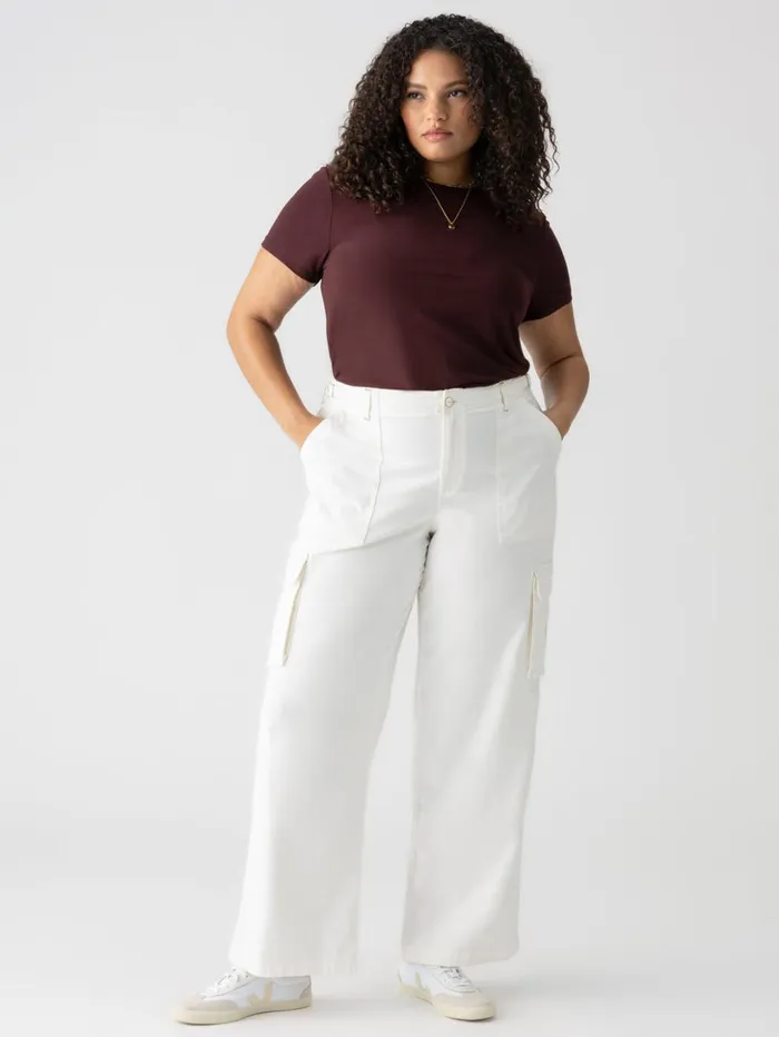 Sanctuary Clothing Inclusive Women Reissue Cargo Standard Rise Pant White Inclusive Collection