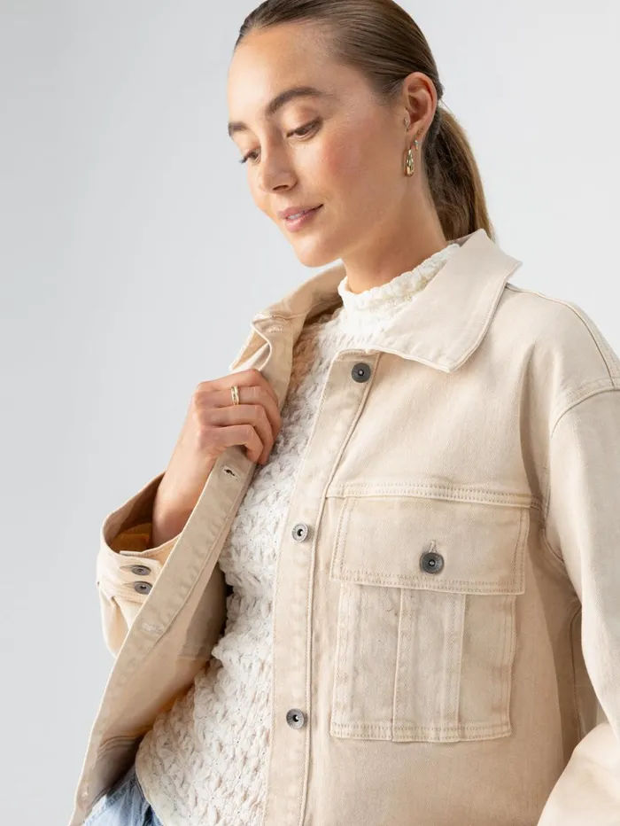 Sanctuary Clothing Jackets and Outerwear Women Cargo Denim Jacket Toasted Almond