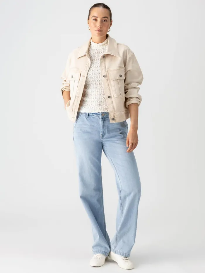 Sanctuary Clothing Jackets and Outerwear Women Cargo Denim Jacket Toasted Almond