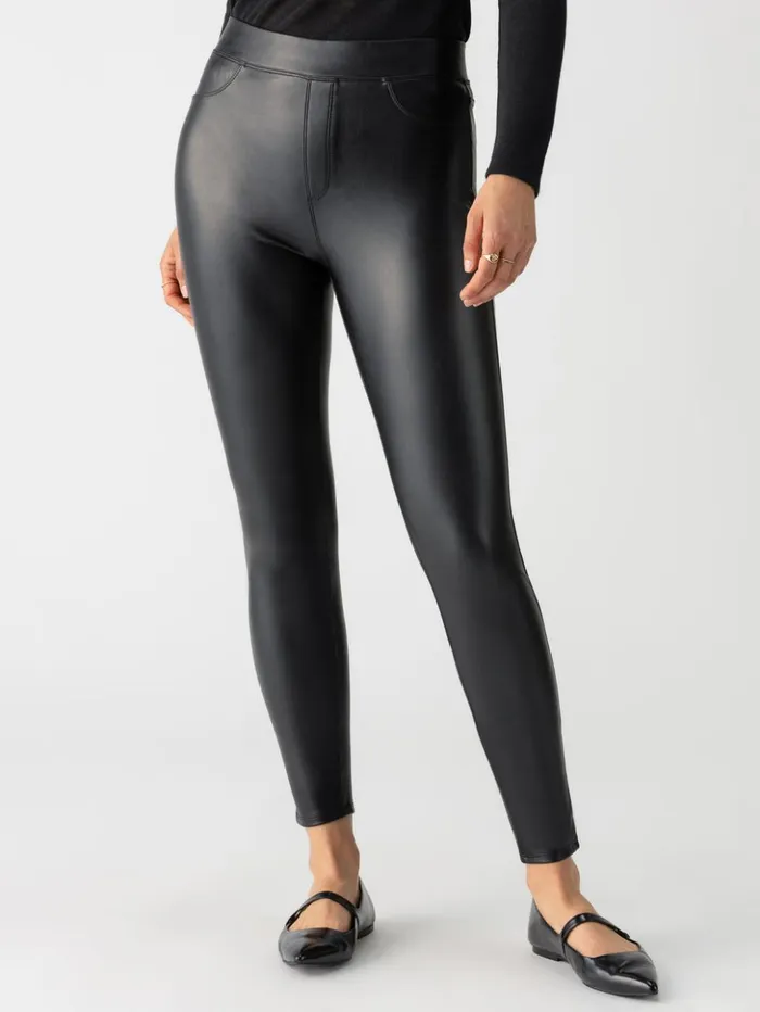 Sanctuary Clothing Leggings Women Runway Semi High Rise Legging Slick Black