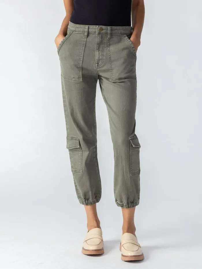 Sanctuary Clothing Pants Women Brooklyn Cargo High Rise Pant Mossy Green
