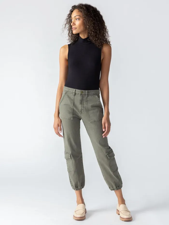Sanctuary Clothing Pants Women Brooklyn Cargo High Rise Pant Mossy Green