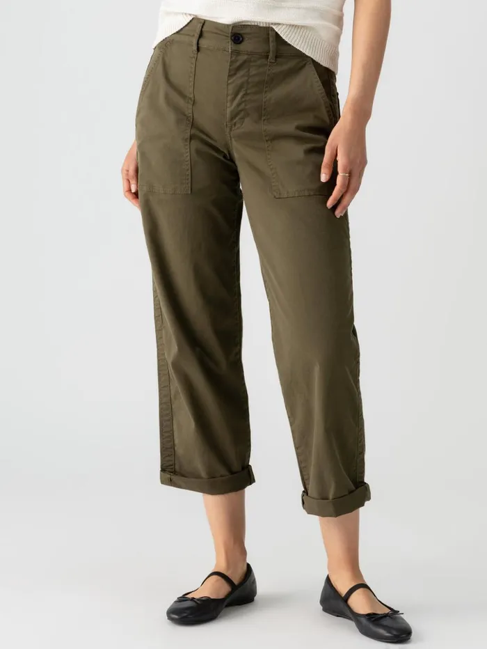 Sanctuary Clothing Pants Women Cruiser Chino SemiHigh Rise Pant Burnt Olive