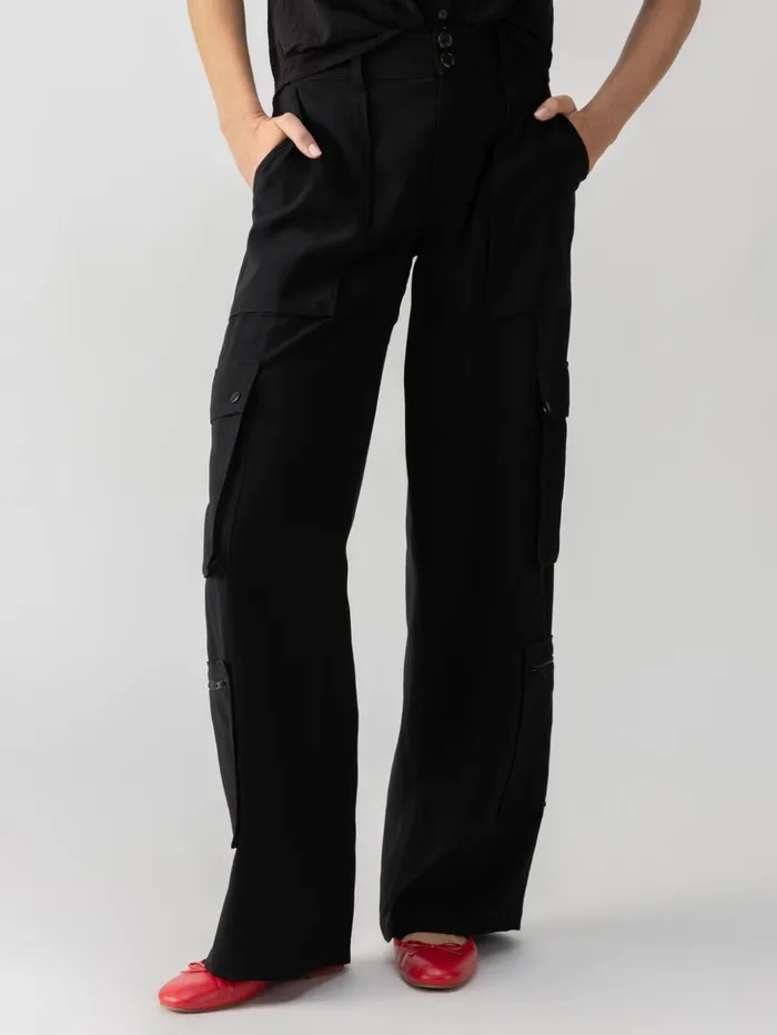 Sanctuary Clothing Pants Women OTT SemiHigh Rise Cargo Pant Black