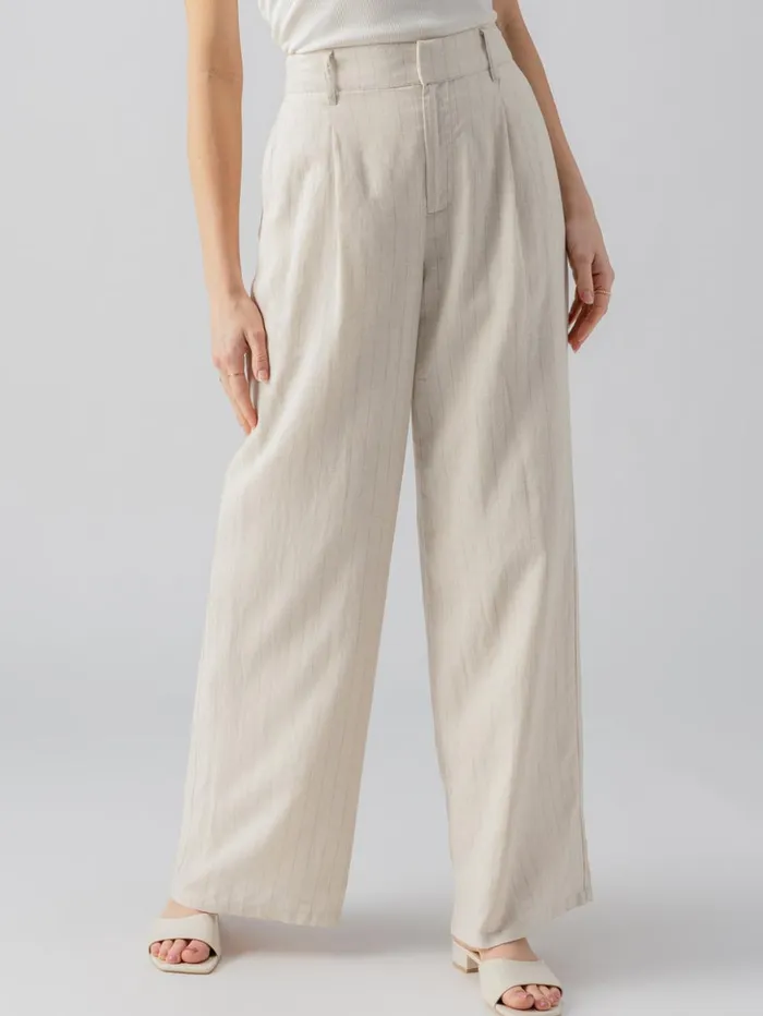 Sanctuary Clothing Pants Women Pleat Up High Rise Trouser Vineyard Stripe