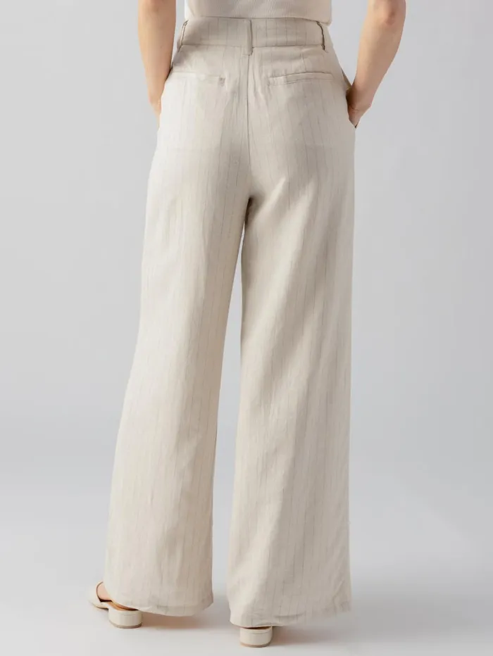 Sanctuary Clothing Pants Women Pleat Up High Rise Trouser Vineyard Stripe
