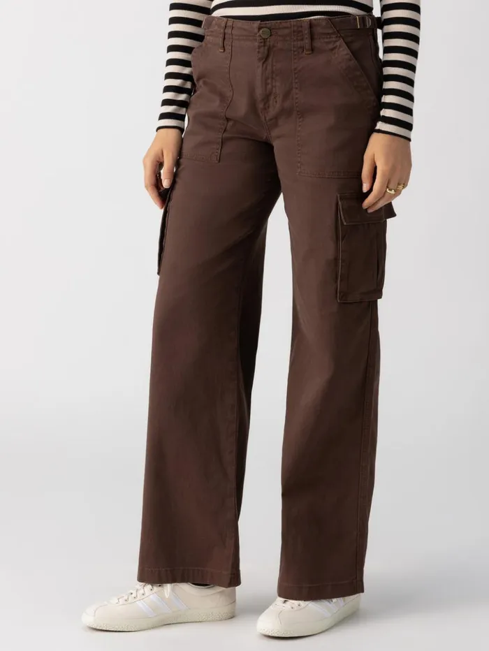 Sanctuary Clothing Pants Women Reissue Cargo Standard Rise Pant Brown Sugar