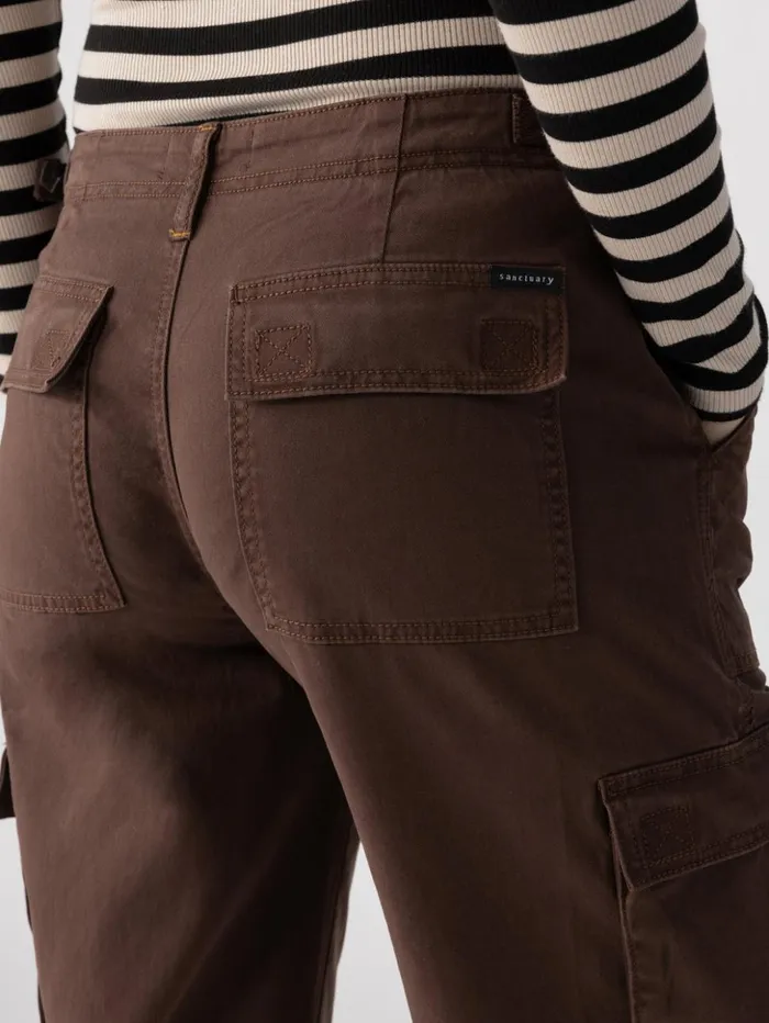 Sanctuary Clothing Pants Women Reissue Cargo Standard Rise Pant Brown Sugar